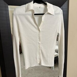 Rag & Bone White Ribbed Button Down Shirt